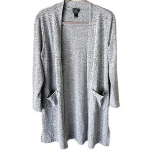 Clara Sun Woo Cardigan Women's Small Longline Heather Gray Open Front Cozy